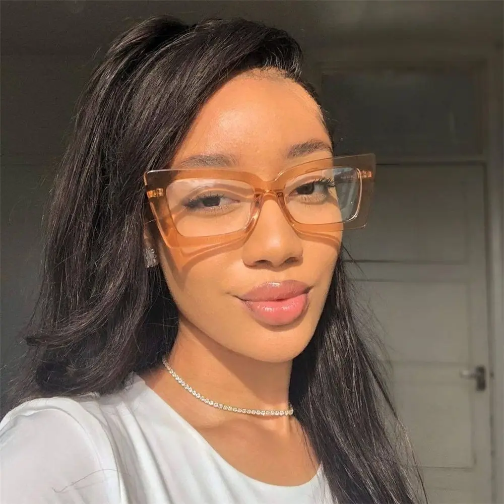 Oversized Square Glasses Anti Blue Light Glasses Large Frame Myopia Glasses Flat Light Glasses Transparent Eyeglasses Glasses view 6