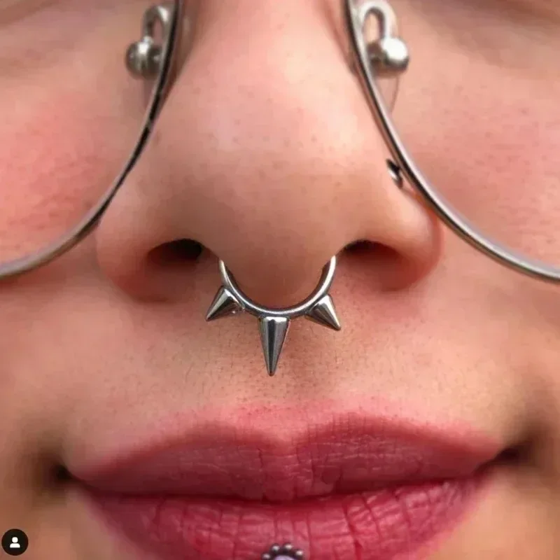 1/20pc C Shaped Punk Nose Ring Stainless Steel Fake Lip Ring Rivet Clip on Non Body Piercing Hoop Ring for Women Men Non-Pierced