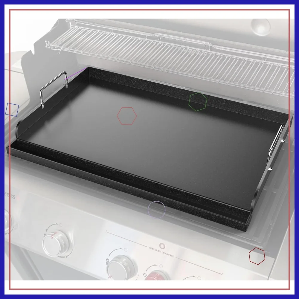 

Nonstick Cast Iron Griddle for Gas Grill, 25"x16" Flat Top Plate Cooking Pan for Stove, Camping, Outdoor