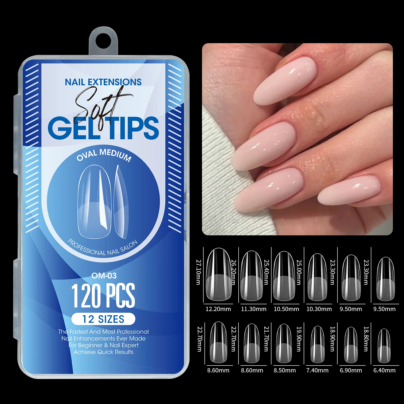 120 Stück Halbmatte Verlängerungs-Gel-Tips, Mandel-, Stiletto-, Coffin- und French-Form, Künstliche Nägel, Vollabdeckung, Acryl, für Salon und Zuhause, Press-On-Nägel