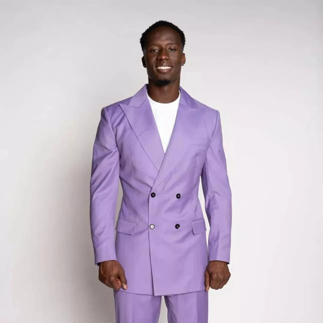 Suit for Men Classic Fit 6XL Big And Tall Lavender Men's Suit Double-Breasted Blazer with Pants 2 Piece Fashion Sets for Casual