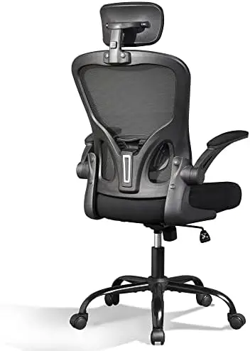 

Mesh Computer Office Chair, High Back Ergonomic Desk Chair with Flip-up Armrests and Adjustable Headrest, Backrest and Lumbar Su