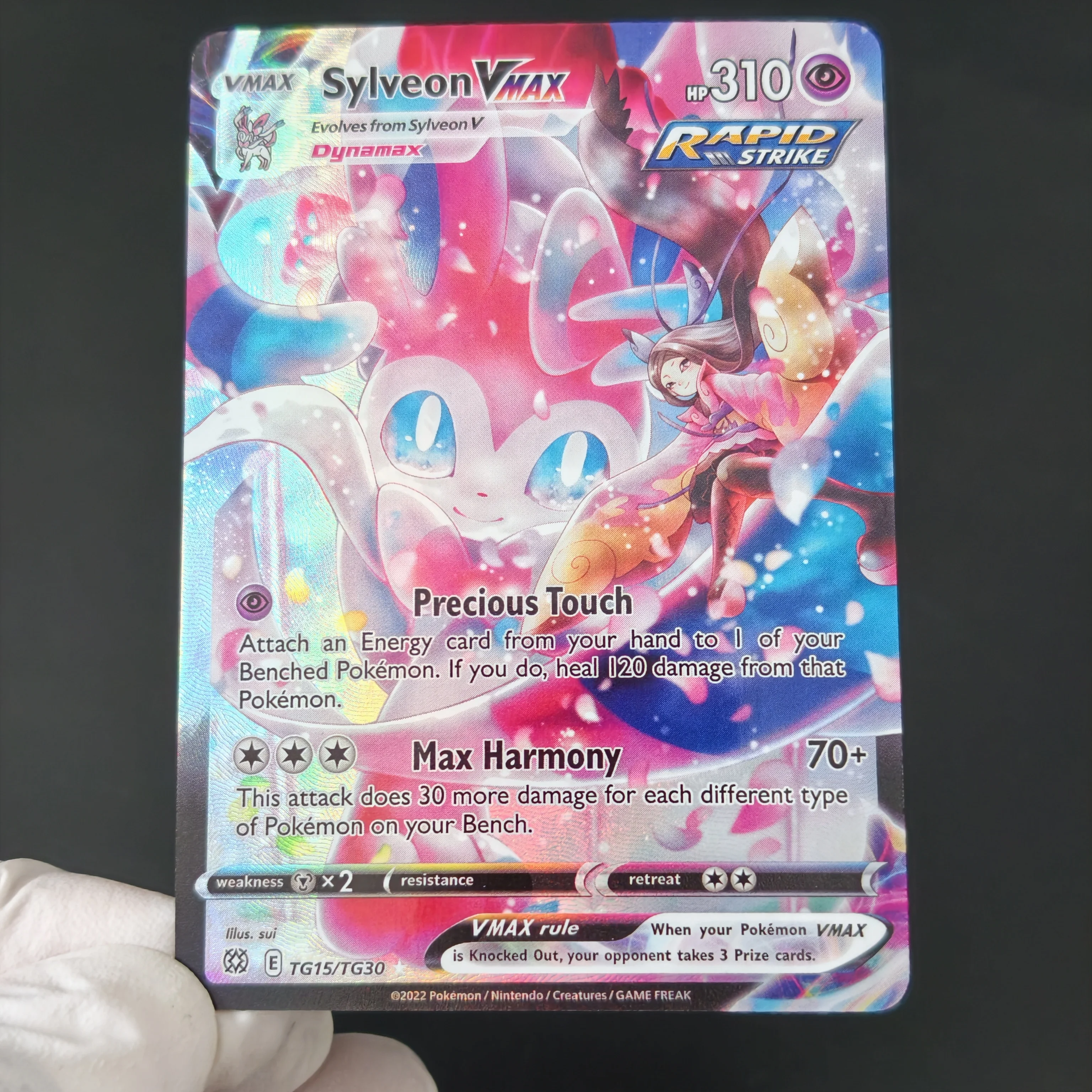 English/DIY PTCG Card Pokemon Eeveelution VMAX & EX Full Art Holo Card Umbreon Sylveon Flareon Classic Game Anime Cards Gift Toy view 3
