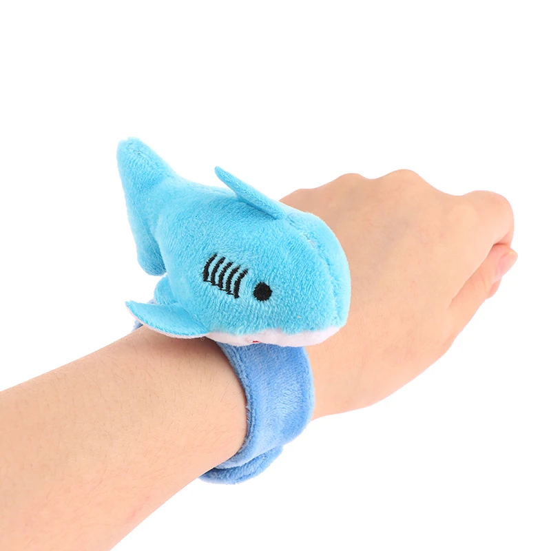 Pulsera de tiburón de peluche para niños, brazalete de Animal de peluche, anillos de Slap, banda de Slap, juguete para fiesta, regalo de cumpleaños