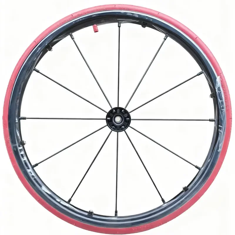Carbon Fiber Spoke Wheelchair Wheels 24 Inch, Red Black Soft Spoke, Durable Sports Wheel Set