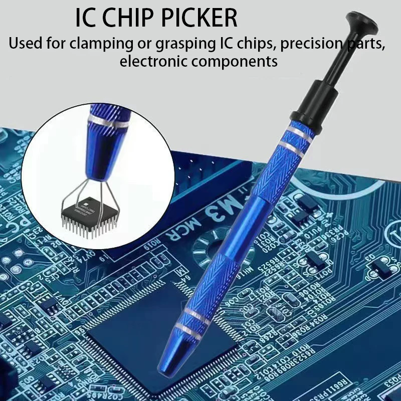 4-Claw Tweezers IC Extractor Electronic Components Spring Picking Pen Chip Screw Grasping Mobile Phone Motherboard Repair Tool