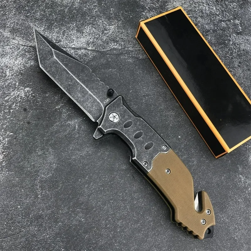 

NEW F023 Tactical Knife Flipper Folding Knife 5Cr13Mov Tanto Point Blade 420 Steel + G10 Handle EDC Outdoor Fishing Rescue Tool