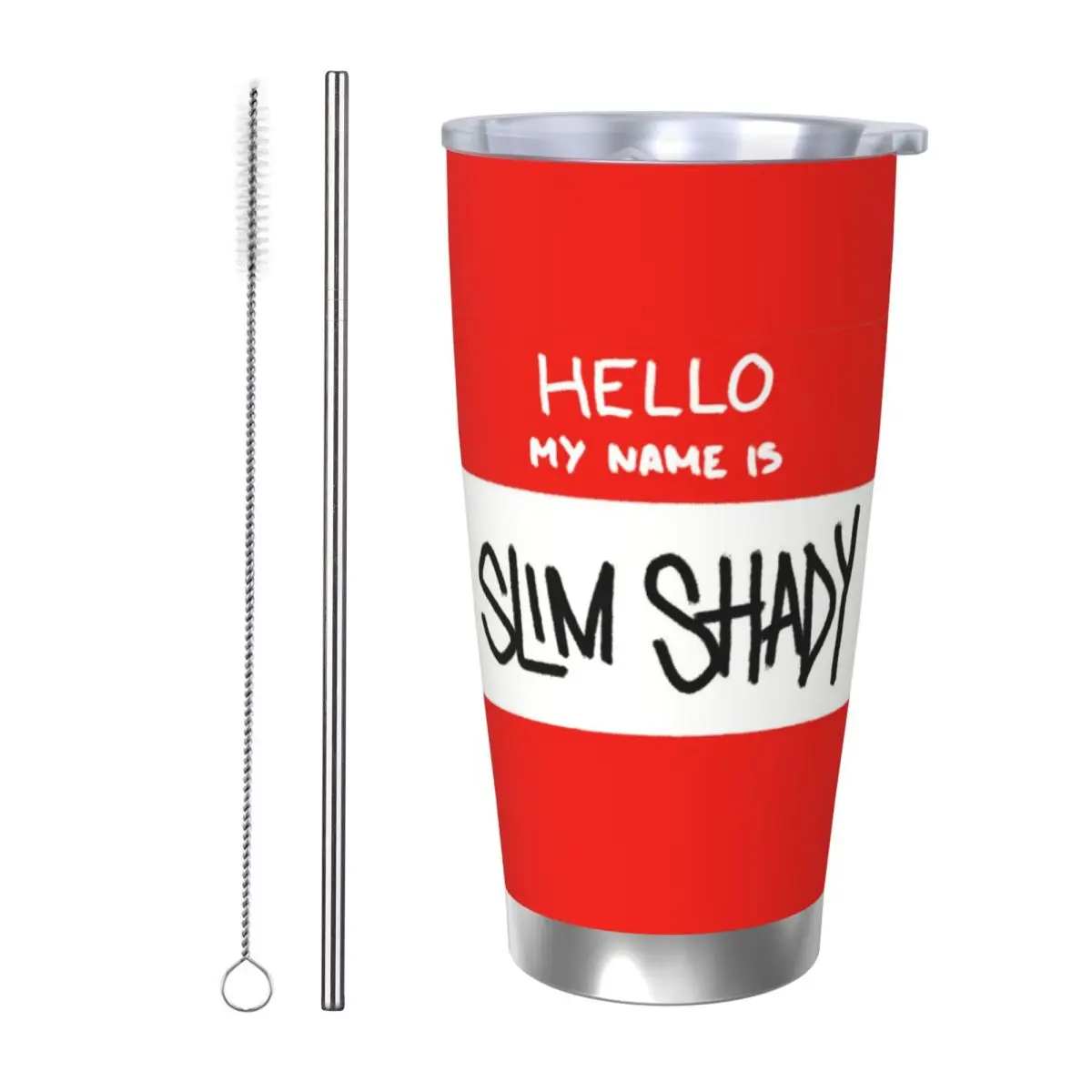 

Hello My Name Is Slim Shady Eminem Stainless Steel Tumbler Vacuum Insulated Mug Thermal Cold Bottle Straw With Lid 20oz
