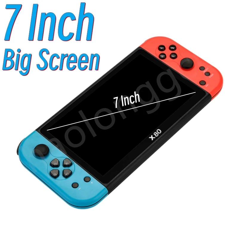 Newest X80 Portable Game Console 7 inch Screen Handheld Game Player Quad Core 16GB 10000 Free Games For PS/MAME HD TV Out