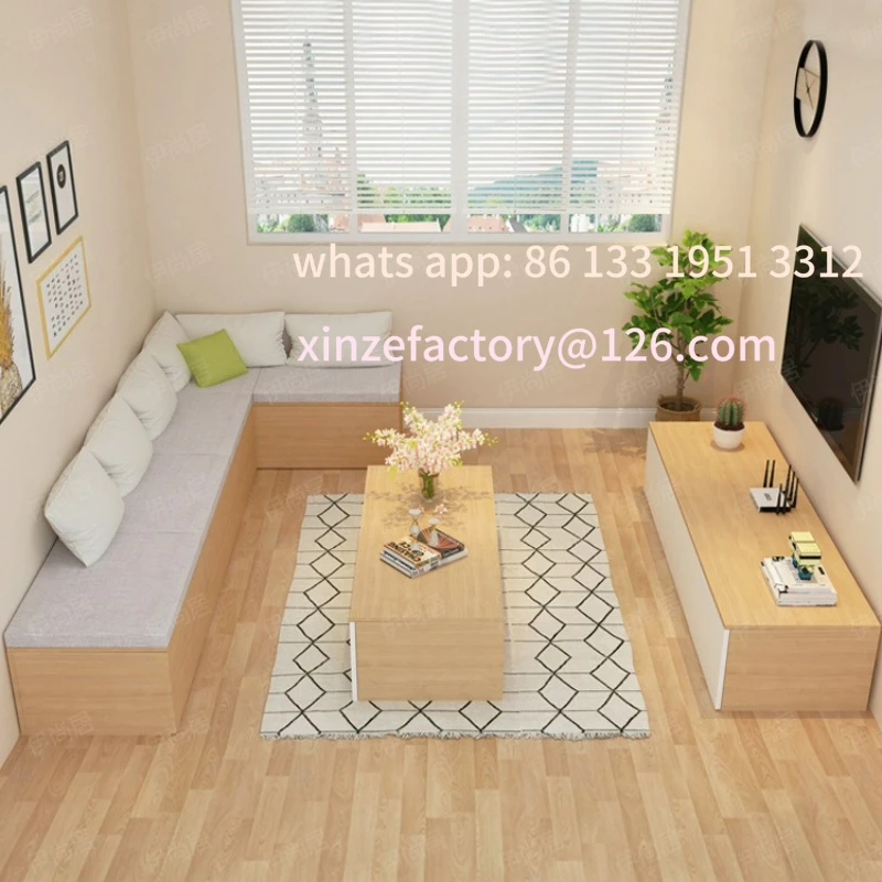 Customizable small apartment tatami bed combination wooden box