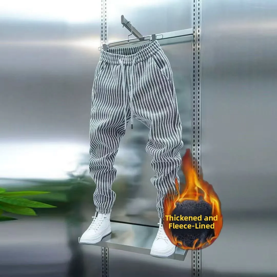 

Men's Casual Loose Sport Pants Faionable Vertical Striped Cuffed Slim Fit Leisure Trousers Polyester Fiber Breathable