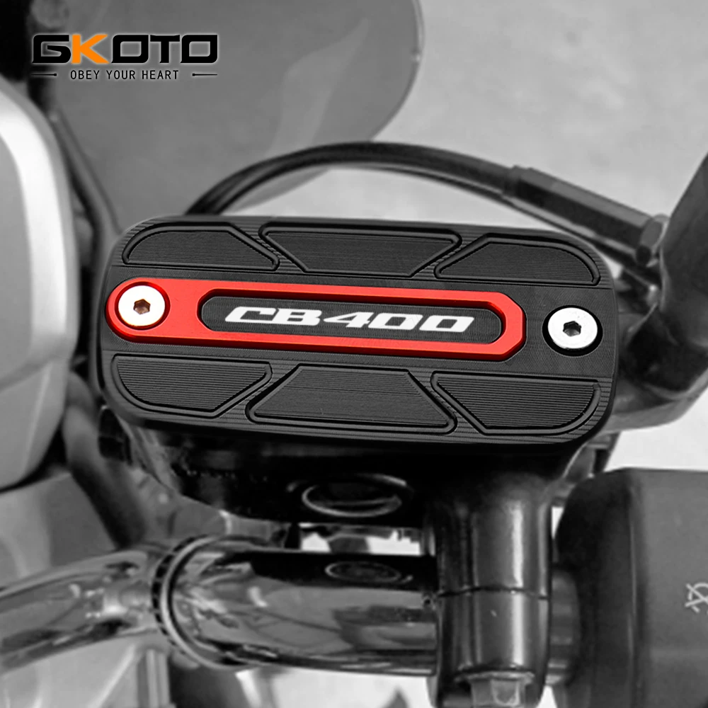 GKOTO Motorcycle CNC Front Brake Fluid Reservoir Cover Cap Decorative Guard For Honda CB400SF CB 400 SF CB 400 VTEC