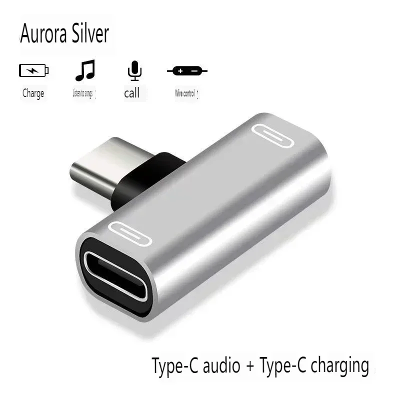 2 In 1 USB C Splitter Type C Male To Dual Type C Female Headphone Charger Adapter Splitter Converter