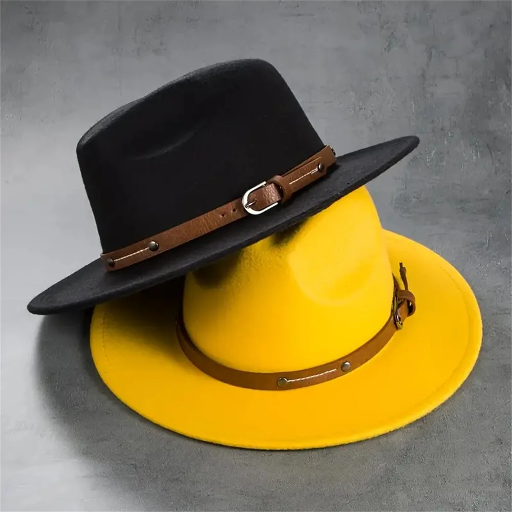 NEWWool Fedora Hut Für Frauen Männer Winter Herbst Mode Kirche Jazz Hüte Viking Britischen Flache Krempe Filz Hut Outdoor Casual Fedoras – Detail 4