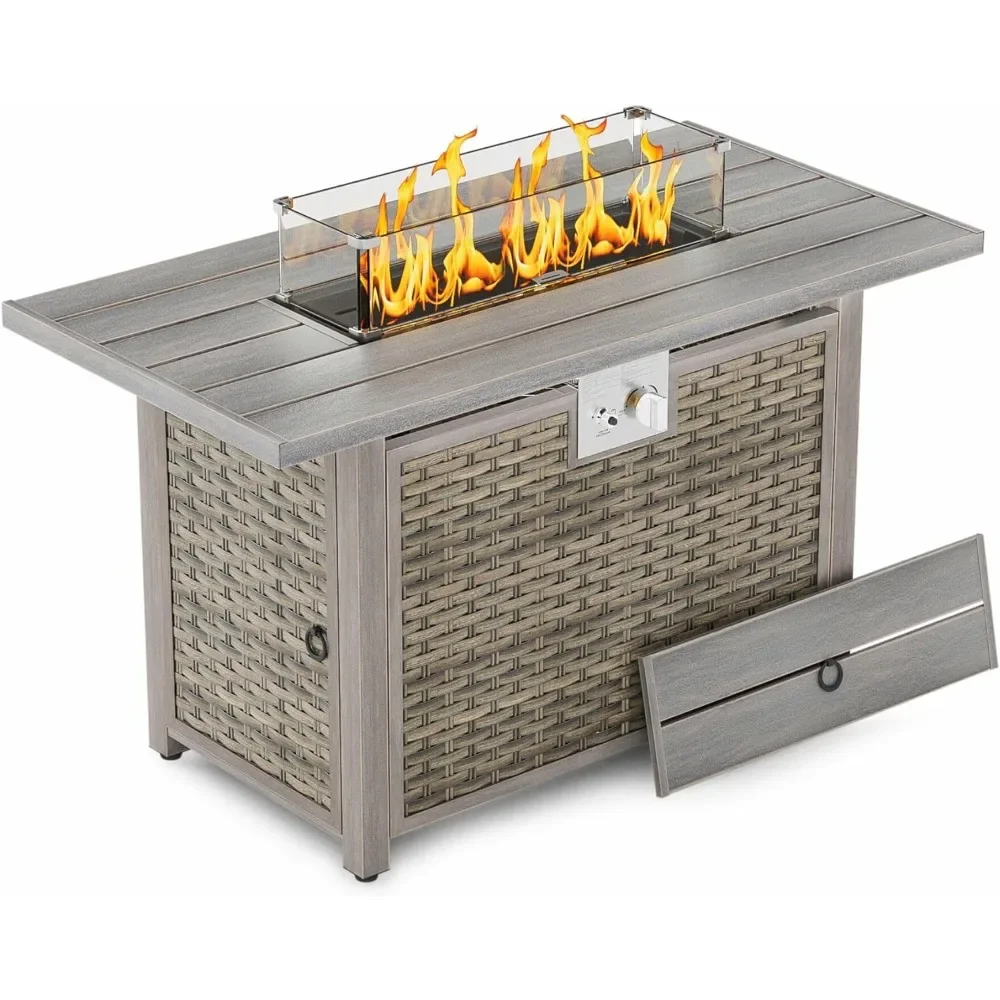 Outdoor Fire Pit Table Propane Gas Fire Pits &Outdoor Fireplaces 43″ Rectangular Firepit Table, 50,000 BTU Fire Table for Patio