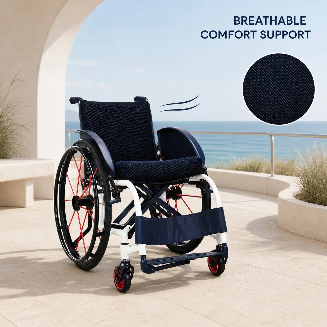 *I% High Performance Sport Manual Wheelchair Lightweight Folding Aluminum Alloy Active Wheelchair with 24 Inch Pneumatic Tires