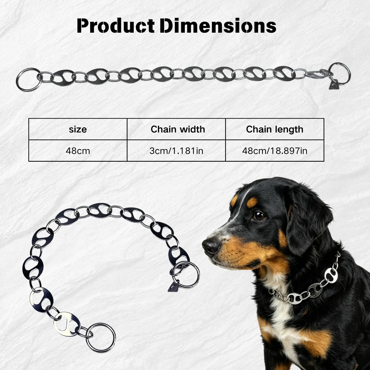 304 Stainless Steel Dog P-Chain Water Drop-Shaped Connecting Ring, Anti-Explosion, Anti-Slip Personalized Neck Chain, Suitable for Small, Medium, and Large Dogs
