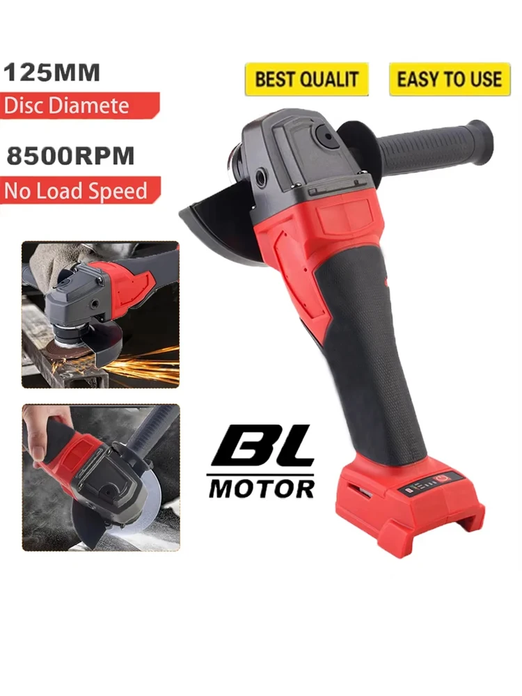 125 mm bürstenloser elektrischer Winkelschleifer, 3 Gänge, kabelloser Schleifer, Schneidemaschine, Elektrowerkzeug für Milwaukee 18 V Batterie-Pin