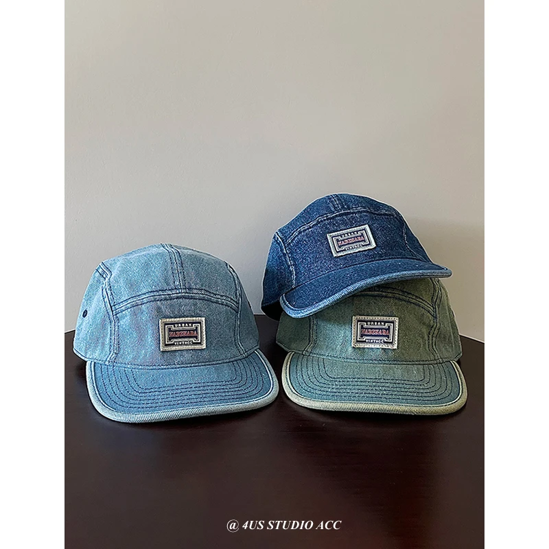 Retro Denim Baseball Cap Women's Old All-Match Street Fashion Brand Five-Piece Hat Male Baseball Cap