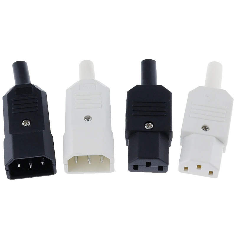 IEC 10A 250V Straight Cable Plug Connector Rewireable C13 C14 Plug Rewirable Power Connector 3 pin AC Socket