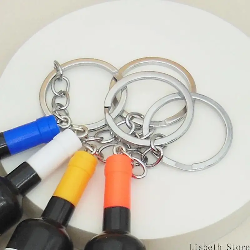 124A Miniature Wine Bottle Ring Ornament Lightweight Decorative Bag Charm Assorted Designs Keyring Accessories