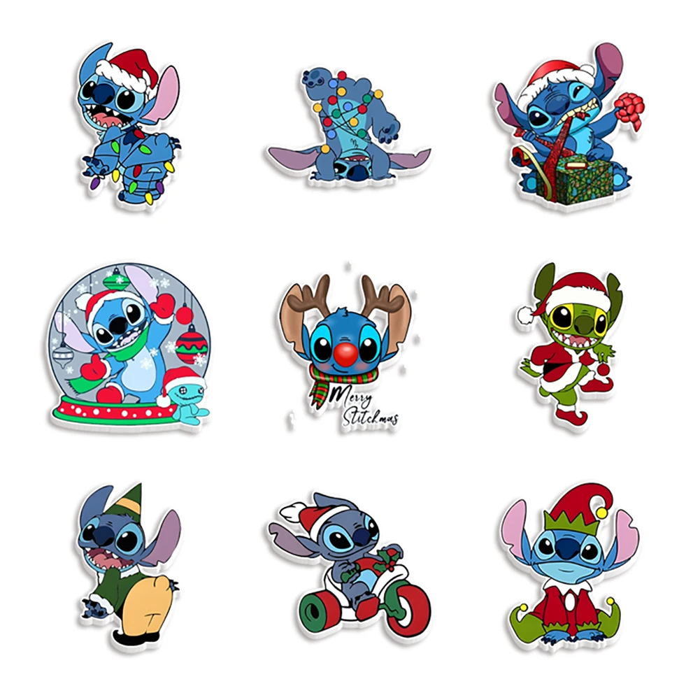 

10 Pcs/lot Christmas Disney Stitch Lilo Charms Resin Planar Decorations Wholesale Flatback Resin Planar Acrylic Xmas Crafts