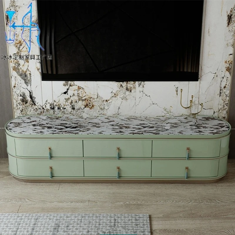 GZ-6  TV Cabinet High-End Villa Living Room TV Cabinet Lacquered Coffee Table Set Integrated Media Cabinet