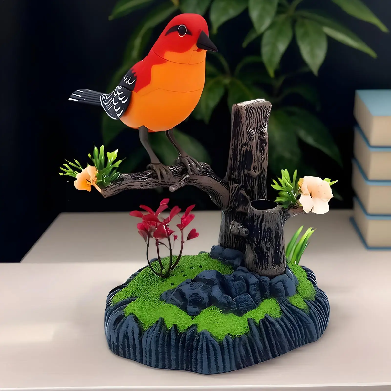 Porte-stylo électrique de Simulation d'oiseau, décoration de maison, oiseau décoratif réaliste pour animaux de compagnie, pour écoliers, chambre à coucher, salon, cuisine