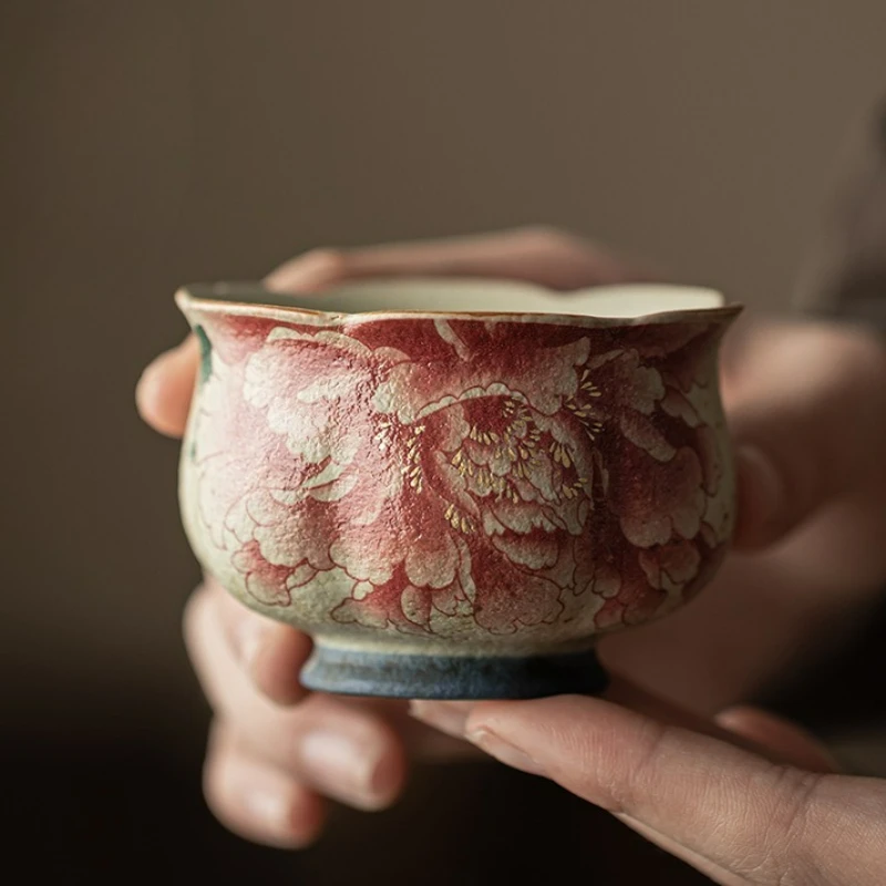 Chinese Vintage Ceramic TeaCup Handmade Single Tea Cup Household Master Mugs Kung Fu Tea Set Teaware Teacup Ceremony Decoration