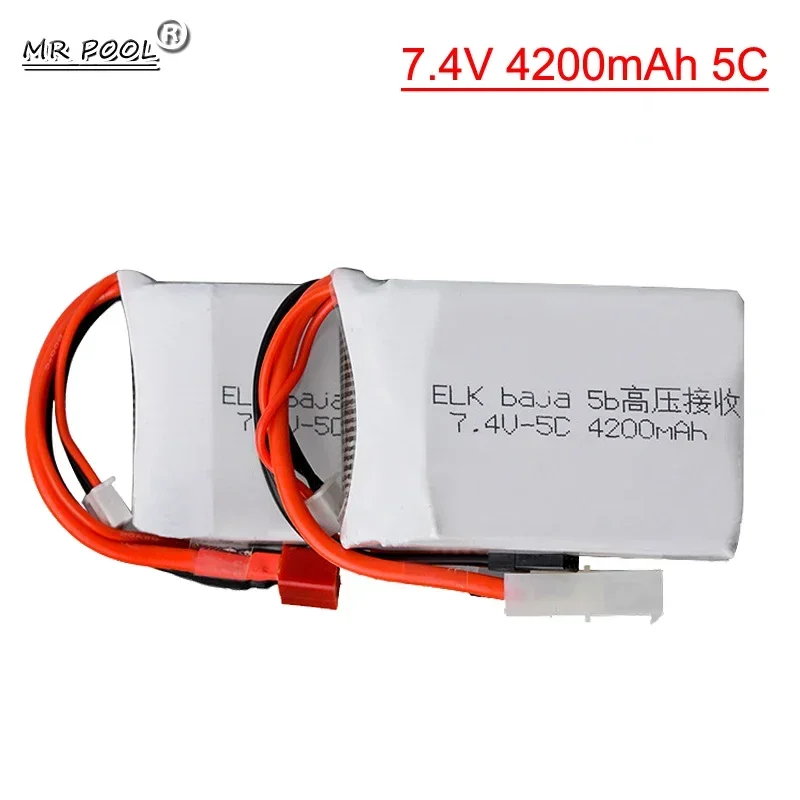 7.4V 4200MAH 5C Lipo Battery With Tamiya Plug /T plug  For ELK-Racing Baja 5B 5T 5SC Remote control Car Truck ,BAJA5B RC vehicle