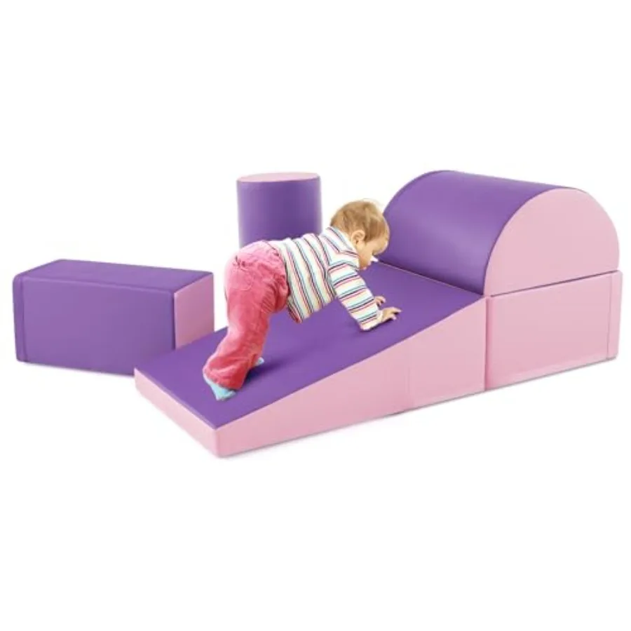

5 Pieces Soft Foam Climbing Toys for Toddlers and Infants Waterproof Pink and Purple Play Structures for Indoor Preschool Child