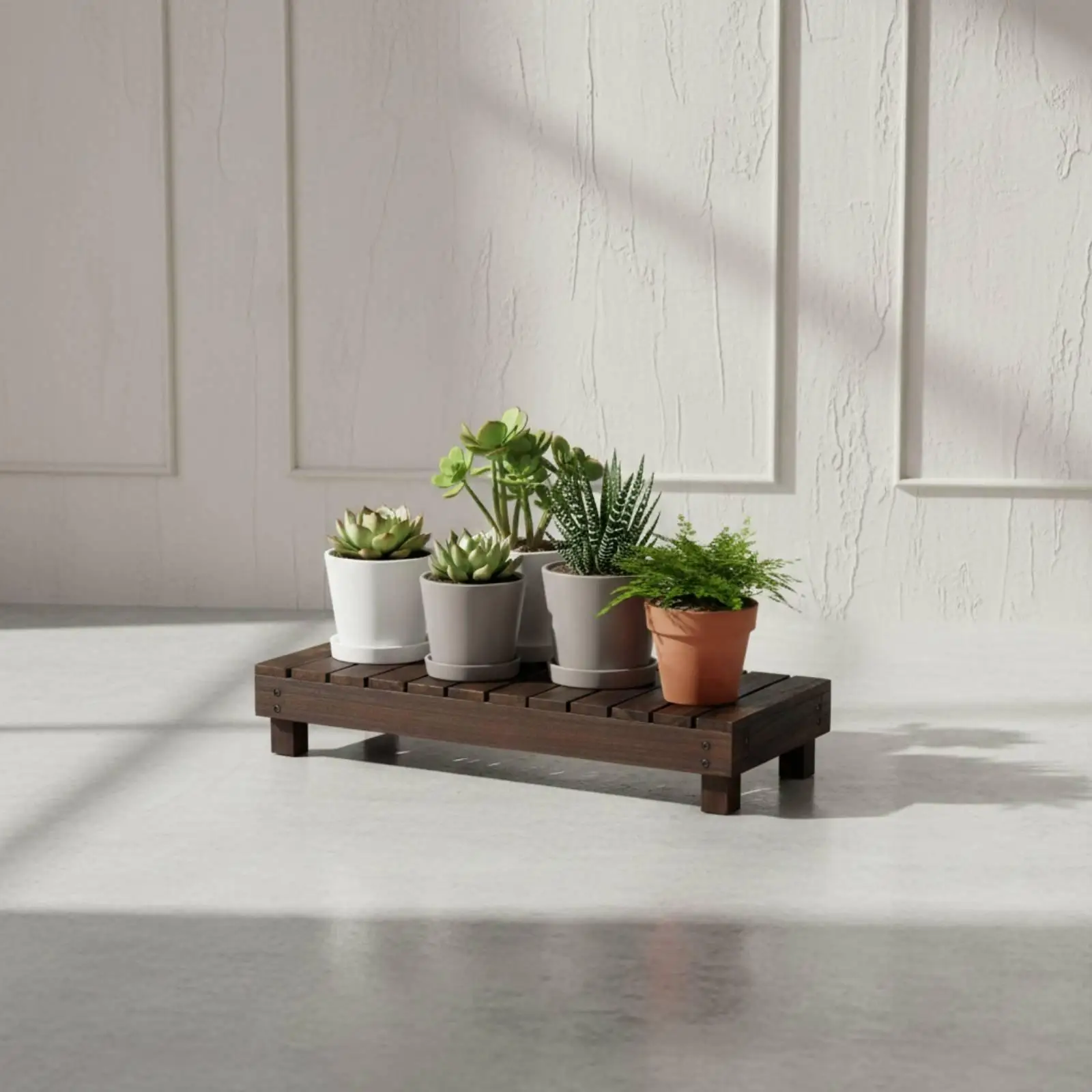 Decorative Wooden Plant Rack for Indoor Potted Plants with Sturdy Metal Joint Support