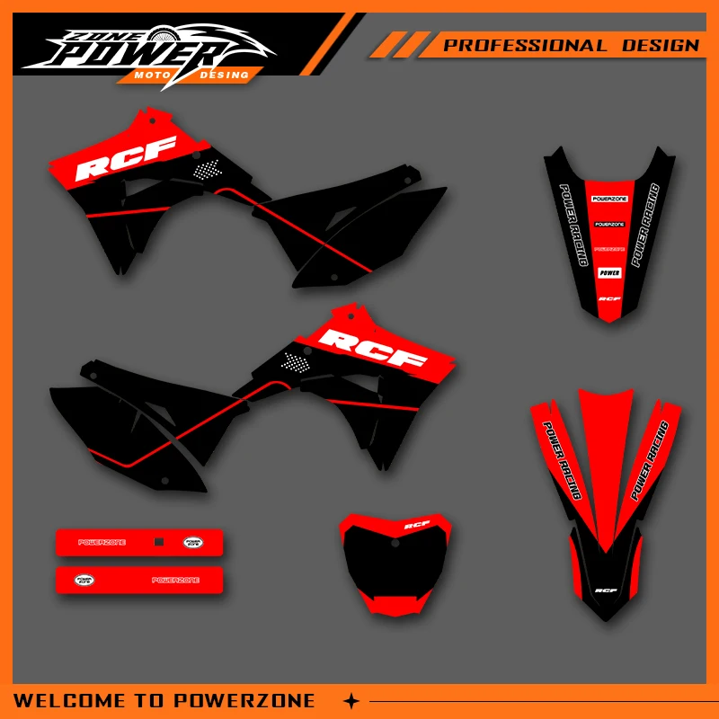 

POWERZONE Motocross Team Graphics Background Sticker Decal Kits For HONDA 2019 2020 2021 2022 CRF230F BIKER Customized Number 01