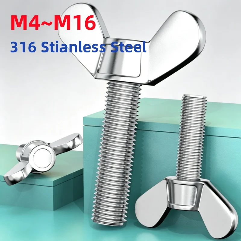 M4 M5 M6 M8 M10 M12 M16 316 Stianless Steel Wing Head Thumb Screws Butterfly Sheep Horn Bolts Butterfly Screw Adjust Bolt