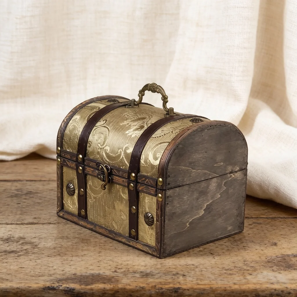 Vintage Jewelry Box with Metal Clasp, Retro Decorative Treasure Chest for Rings Earrings Watch, Large Desktop Storage Organizer