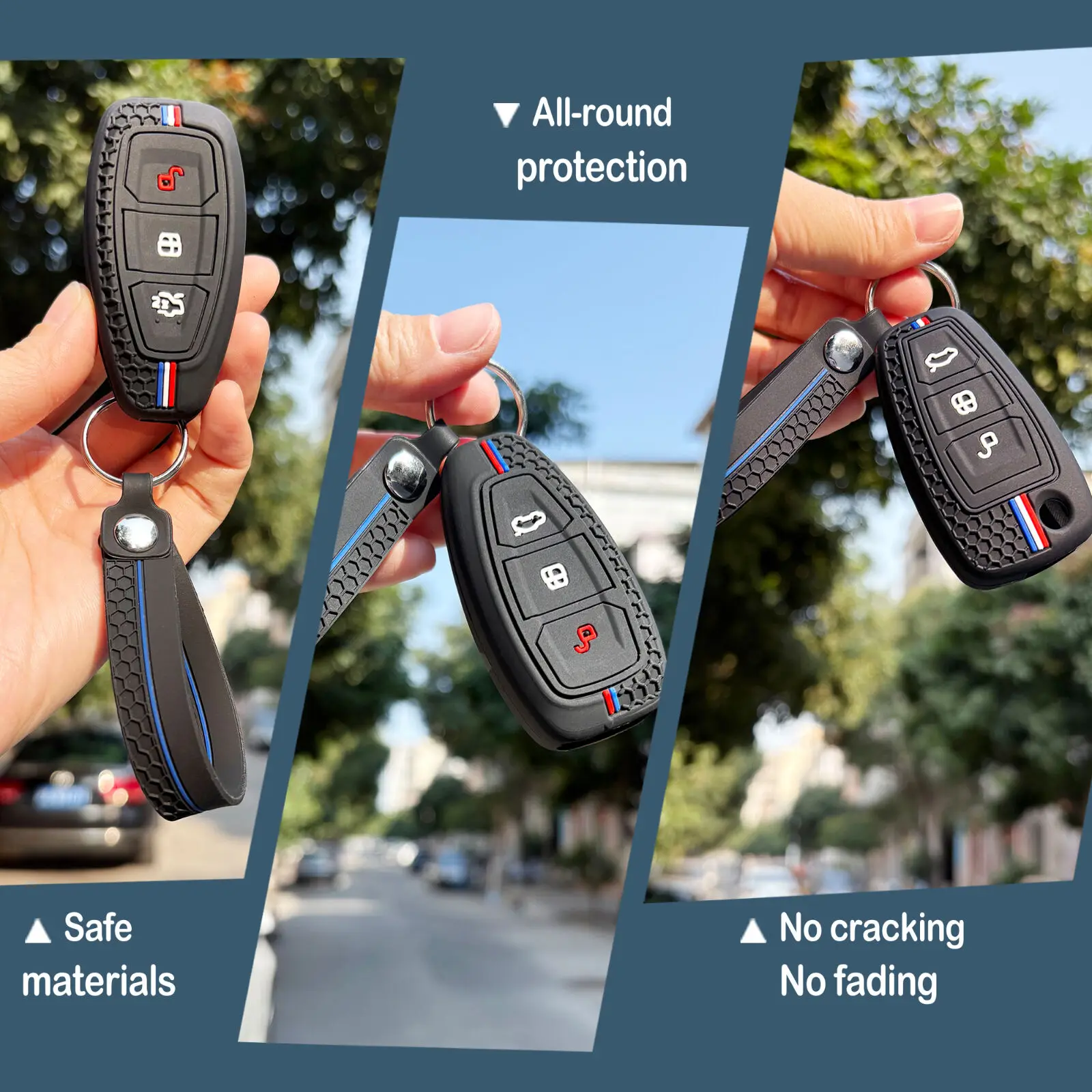 Keychain Key Case For Mazda For Ford Focus MK3 Kuga Ecosport Mondeo 4 Fiesta Tourneo Transit Ranger Bmax Kuga Key Cover Holder