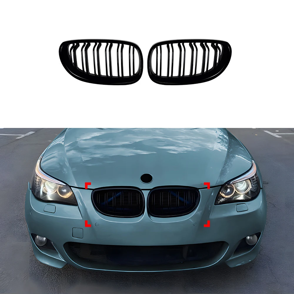 Grelha Frontal Dupla para BMW E60 M5 E61 545i 550i 535i 2003-2010 Série 5 - Kit de Reestilização da Carroceria