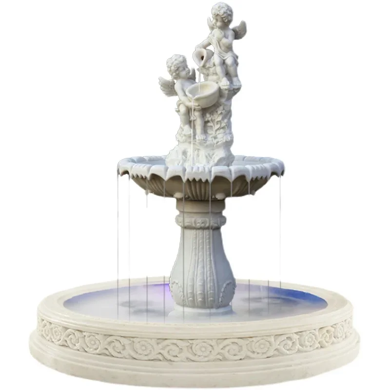Garden decoration hand-carved natural stone three-layer garden fountain statue