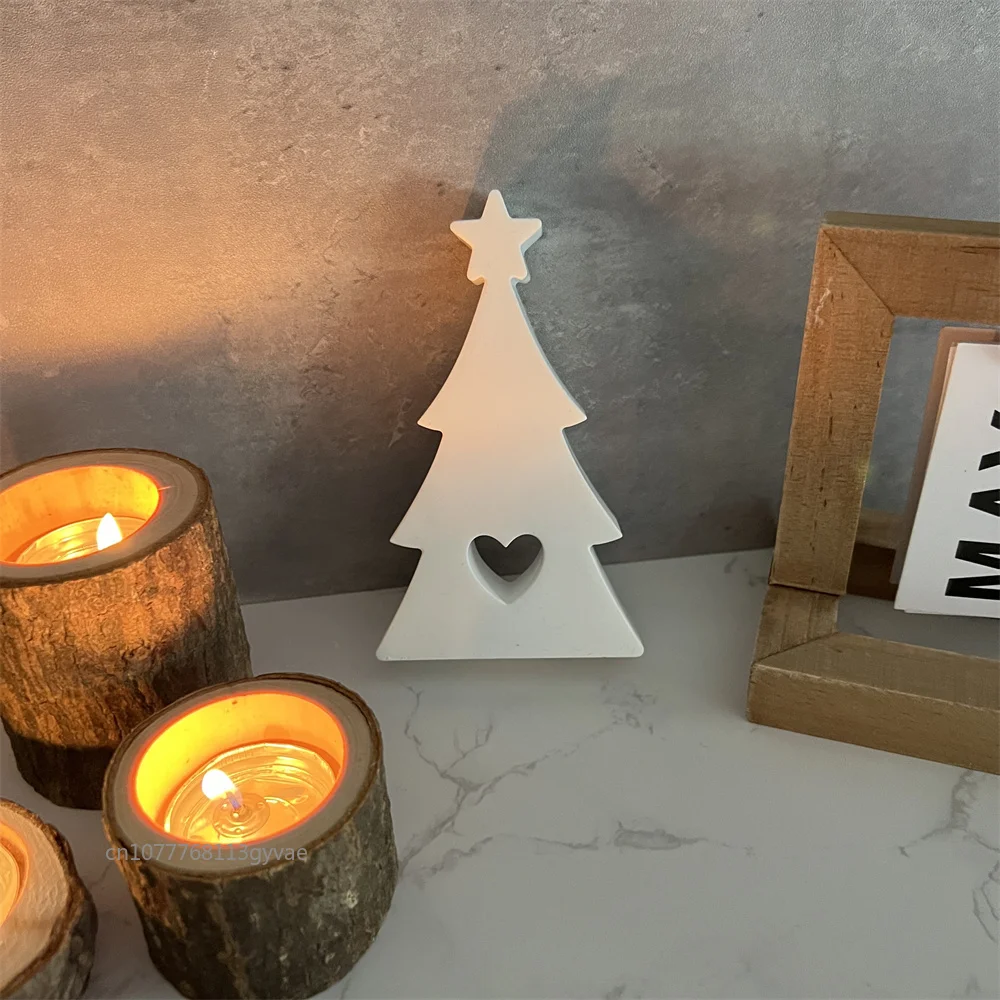 Christmas Tree Candle Holder Silicone Mold Ornaments Bear/rabbit/cat Candlestick Concrete Mould DIY Aromatherapy Gypsum Mould