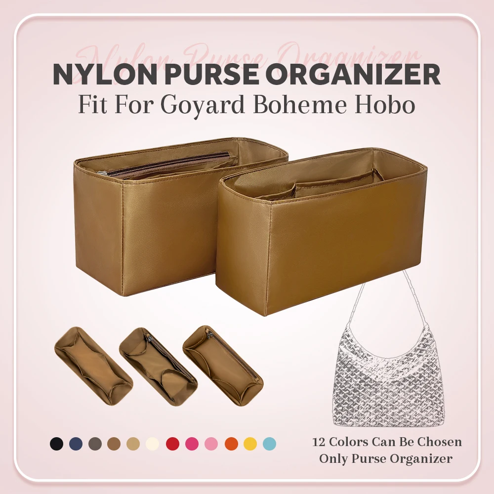 Nylon Purse Organizer Insert, Inside Storage Bag Organizer Insert Fit for Goyard Boheme Hobo Bag Lightweight Inner Liner Bag