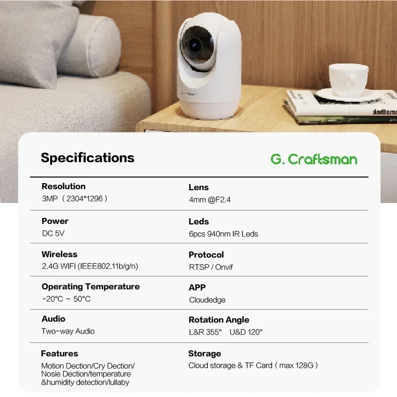 Original brand new！WiFi Smart Baby Camera IP Surveillance with AI Human  Detection and Tracking for Home Security Night Vision