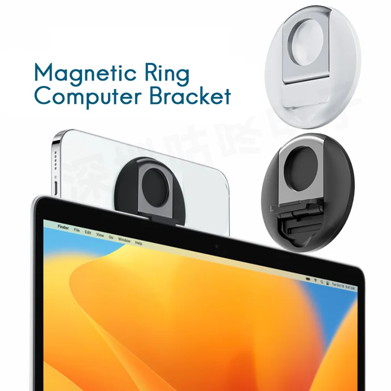 Magnetic Mobile Phone Holder for MacBook for MagSafe Continuity Camera Mount Round Ring Support Kickstand