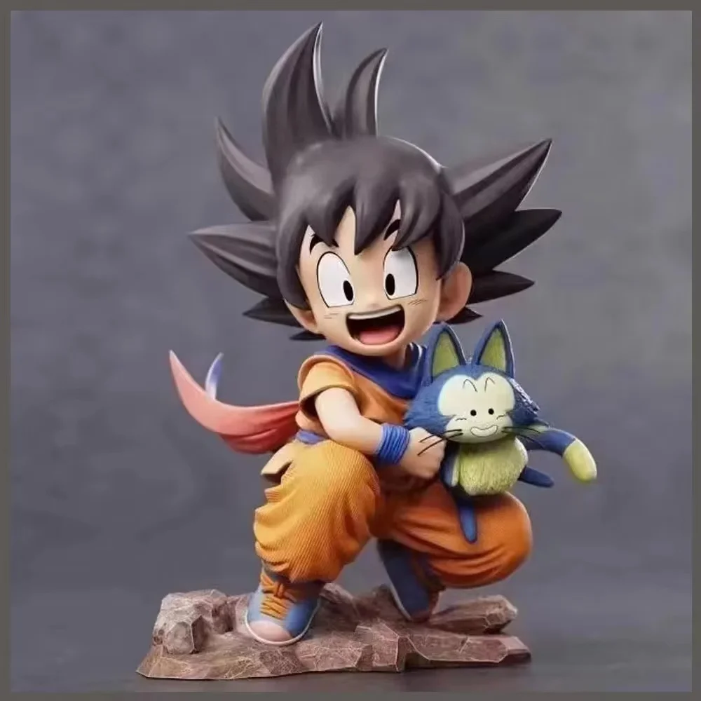 Dragon Ball Childhood Little Goku Hugs Puer Ya Mu Tea Little Follower Figures Doll Pvc Model Statue Collection Toys Ornamen Gift