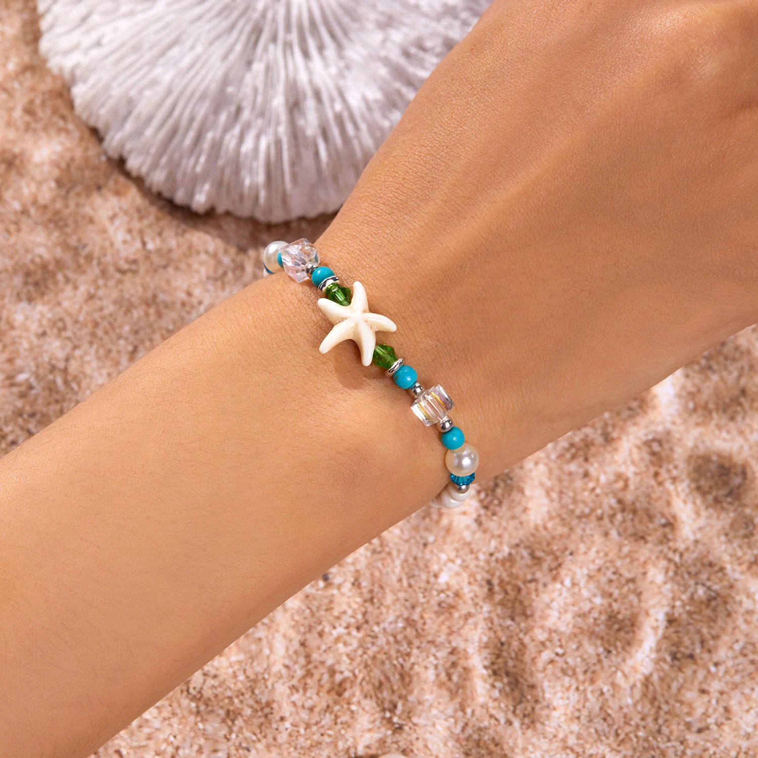 Einfache handgefertigte geflochtene Muschelarmbänder für Frauen, böhmische Seestern-Schildkröte, verstellbare Armbänder, Freundschaft, Strand, Urlaub, Schmuck – Detail 3