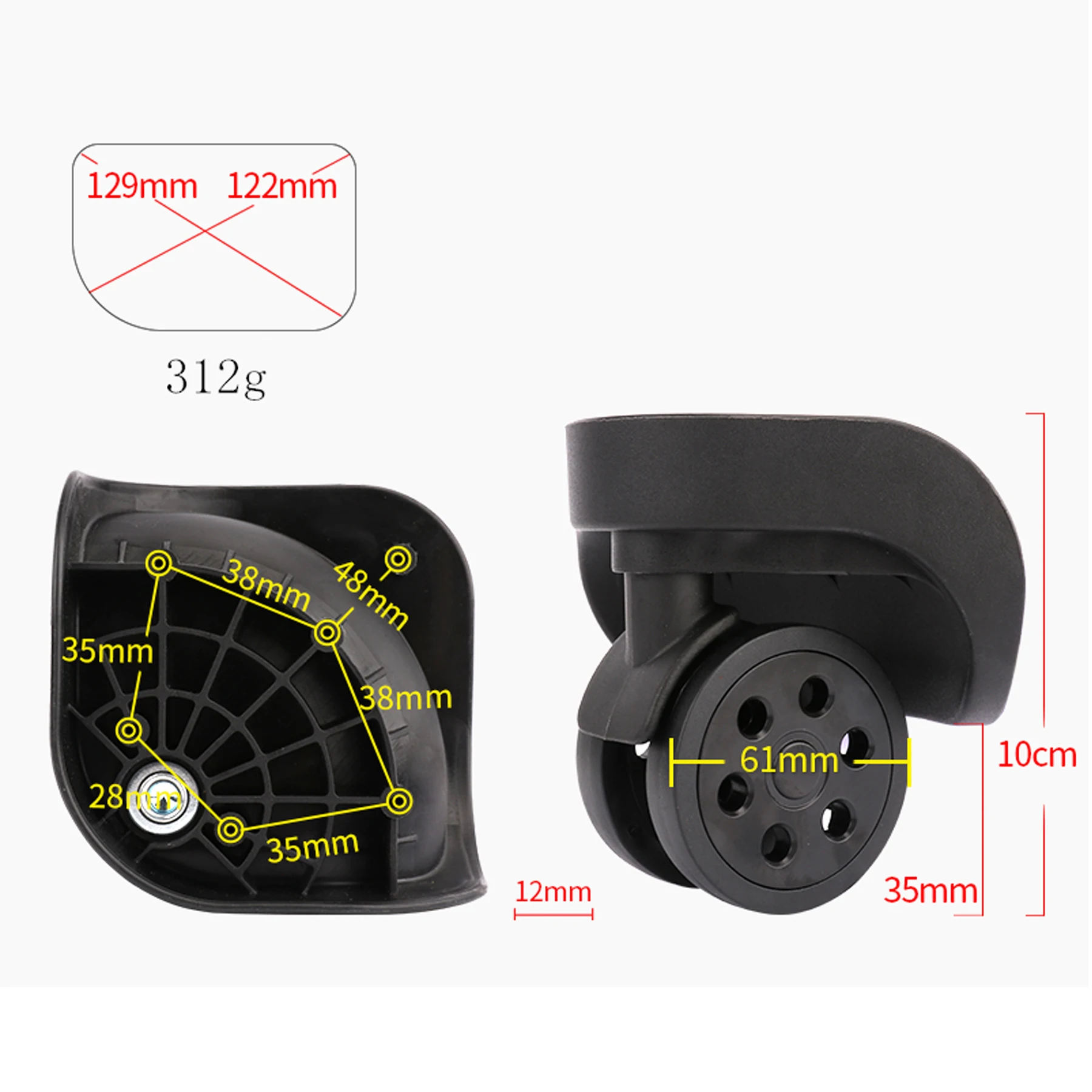 

High Quality 1Pair Universal Trolley Rubber Case Luggage Wheel Travel Suitcase Replacement Part Silent Wear Pulley Suitcase Part