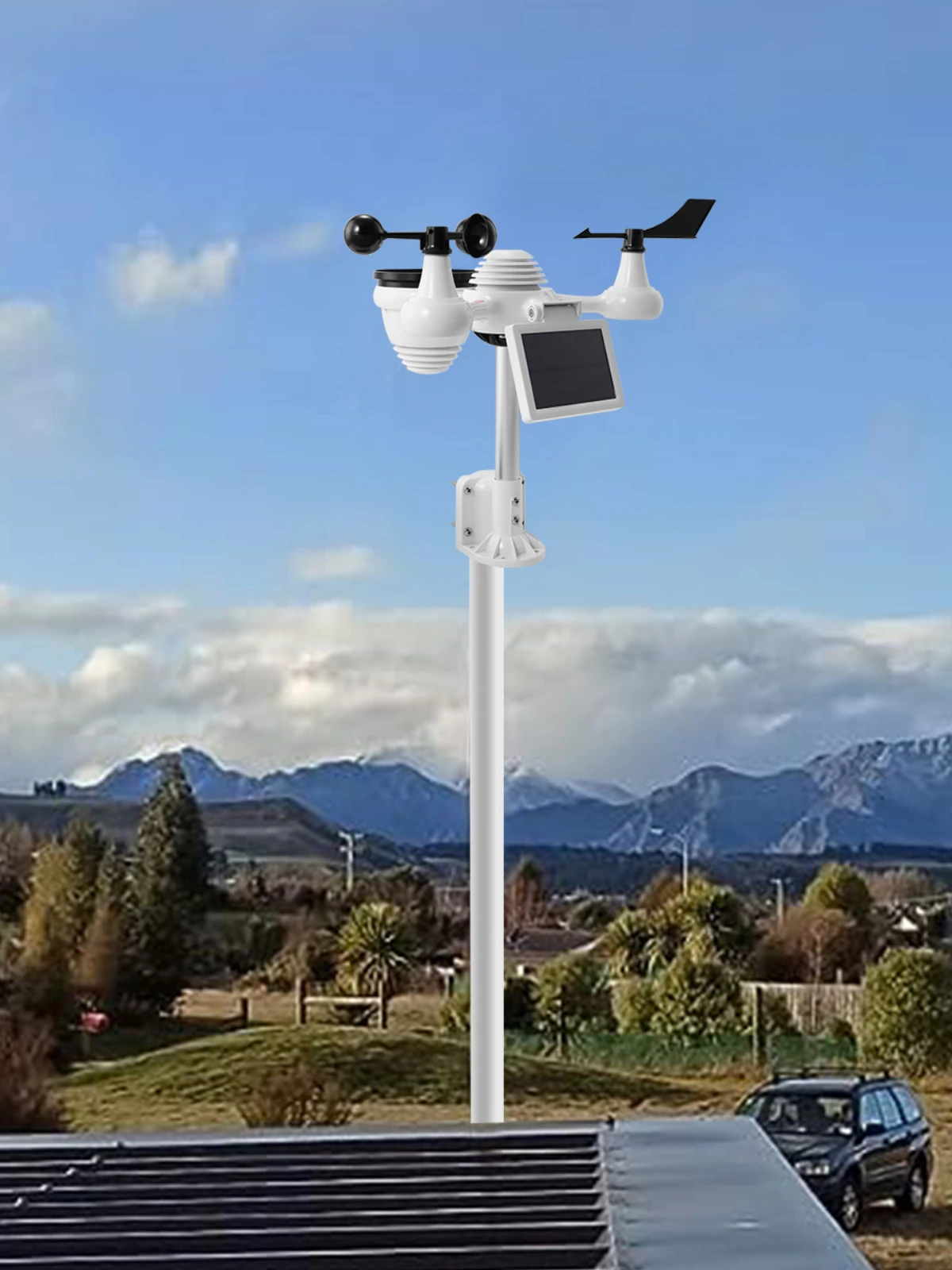 SucceBuy 7-in-1 Wi-Fi-weerstation 7,5 inch kleurendisplay + draadloze buitensensor op zonne-energie Alarmwaarschuwingen voor temperatuur- en vochtigheidswaarschuwingen - afbeelding 2