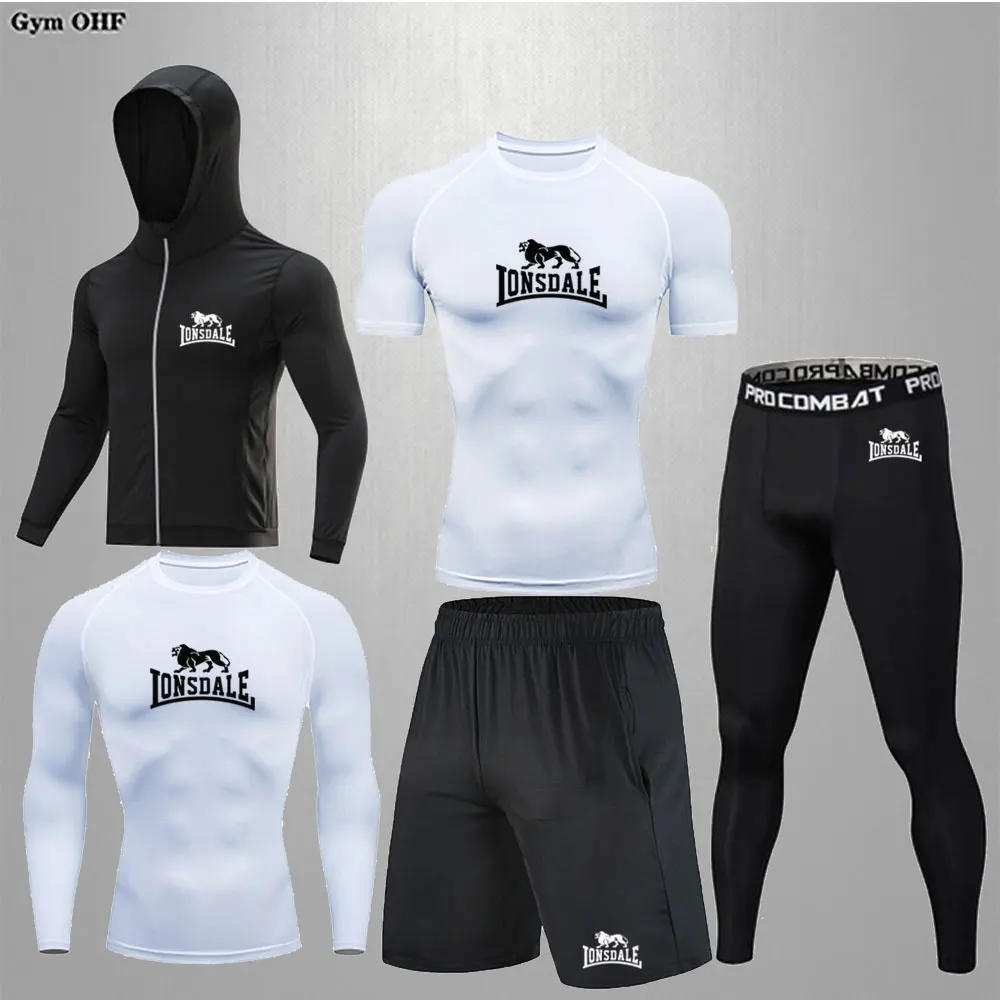 Man Compression Sports Suit Quick Drying Perspiration Fitness Training MMA Kit Rashguard Male Sportswear Jogging Running Clothes