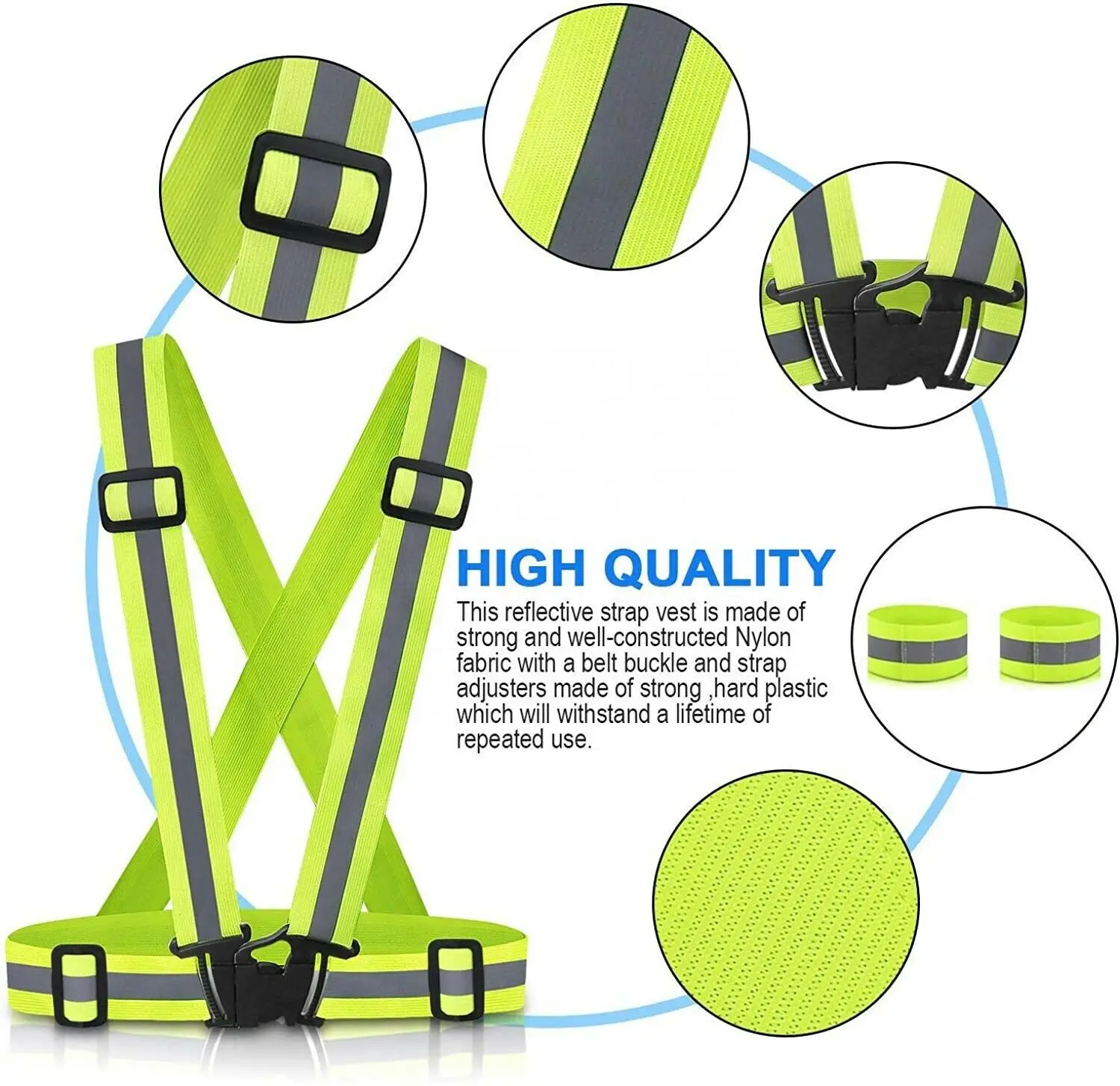 High Light Reflective Belt Stripe Strap Safety Night Running Jogging Biking Adjustable For Adults Children