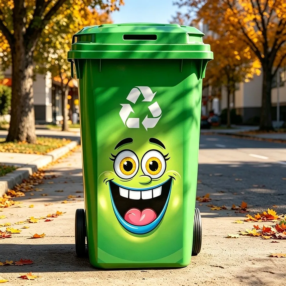 Funny Cartoon Face Trash Bin Sticker Water Block Vivid Expression Garbage Can Decal Easy Paste Self Adhesive Bin Wrap Decal