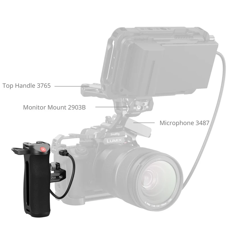 Manija lateral SmallRig con gatillo Rec (1/4"-20 tornillos) 4928 para cámaras Sony A7S III/FX3 /FX30/A6600 Canon FUJIFILM Panasonic